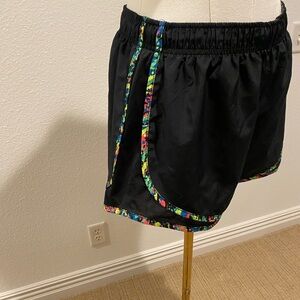 Nike Women's Dri-Fit Black Athletic Shorts with Multicolor Trim